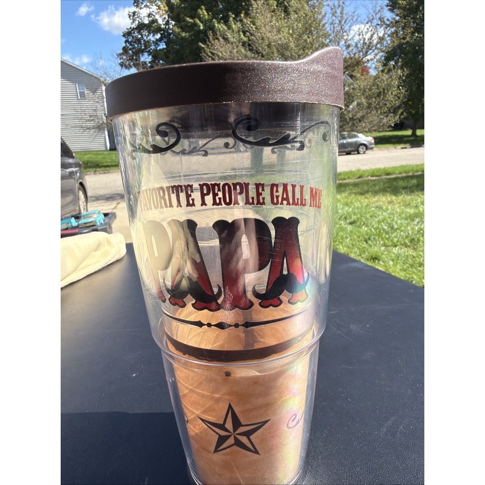 Tervis Tumbler My Favorite People Call Me Papa 24oz Grandpa Brown Lid Country